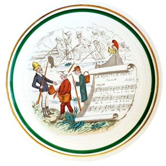 Antique Limoges PV Opera Plates Parry Vielle Pair French Porcelain - Picture 1 of 8